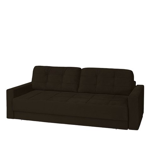 Sofá Cama Zurique 3 Lugares 223cm Veludo Reclinável - Meu Estofado:marrom