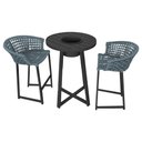 Ver imagem 1 de Conjunto Bistrô Champanheira Tampo Ripado e 2 Banquetas Reis Corda Náutica Cinza