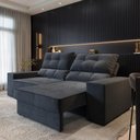 Ver imagem 1 de Sofá com Chaise Larissa 4 Lugares Retrátil e Reclinável 232cm Grafite Suede