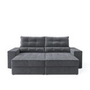Ver imagem 2 de Sofá com Chaise Larissa 4 Lugares Retrátil e Reclinável 232cm Grafite Suede