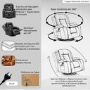 Ver imagem 4 de Cadeira com Massagem Poltrona do Papai Giratória Reclinável Manual Austin Aquecimento Pu Preta G94 -