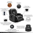 Ver imagem 3 de Cadeira com Massagem Poltrona do Papai Giratória Reclinável Manual Austin Aquecimento Pu Preta G94 -
