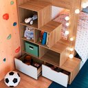 Ver imagem 4 de Triliche Infantil pra Quarto com Escadas e Estante 231,8 Cm Cor:aveiro Oak com Branco