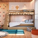 Ver imagem 1 de Triliche Infantil pra Quarto com Escadas e Estante 231,8 Cm Cor:aveiro Oak com Branco