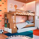 Ver imagem 3 de Triliche Infantil pra Quarto com Escadas e Estante 231,8 Cm Cor:aveiro Oak com Branco