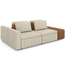 Ver imagem 1 de Sofá Ilha com Puff para Sala Living 265cm Amber M03 Linho Cru Couríssimo Whisky - Lyam Decor