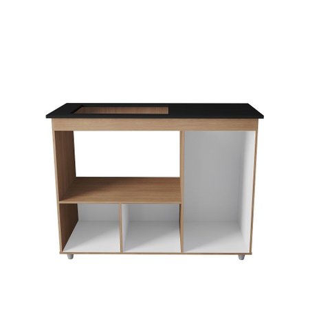 Balcão de Cozinha para Cooktop Verona 5 Bocas e Forno/ Microondas Freijó/Off White - Rd