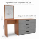 Ver imagem 2 de Conjunto Cômoda Penteadeira 4 Gavetas 150cm Lisboa Politorno Móveis