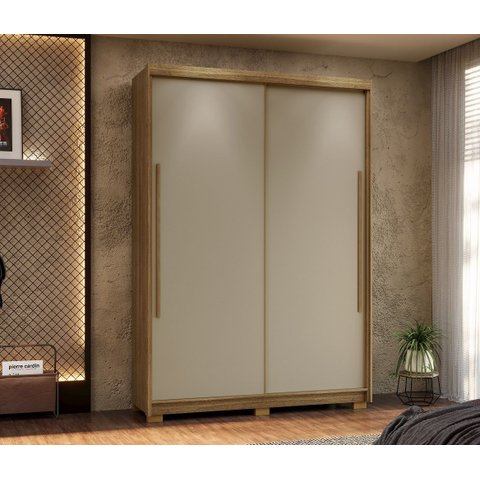 Guarda-roupa Dubai Infinity 163cm 2 Portas de Correr Mdf - Nature/ Fendi Flex Vila Rica
