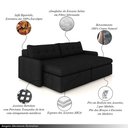 Ver imagem 3 de Sofá Retrátil Bipartido Sala de Estar Belém 184cm Couro Preto G52 - Gran Belo