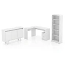 Ver mais imagens de Conjunto 3 Peças com Escrivaninha em L, Estante Livreiro e Balcão para Escritório 3 Portas Branco