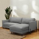 Ver imagem 1 de Sofá Decorativo Karine 3 Lugares Sala de estar 230cm com Chaise Pés em Aço Couro Grafite G88 - Gran 