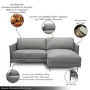 Ver imagem 3 de Sofá Decorativo Karine 3 Lugares Sala de estar 230cm com Chaise Pés em Aço Couro Grafite G88 - Gran 