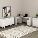 Ver imagem 1 de Conjunto 3 Peças 1 Escrivaninha em L 1 Balcão 2 Portas e 1 3 Branco