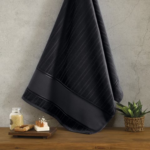 TOALHA BANHO DOHLER VELOUR ARTESANALLE 70CM X 140CM:Preto