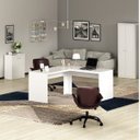 Ver imagem 1 de Conjunto 3 Peças com Mesa para Escritório em L, Armário Multiuso Alto e Baixo Branco