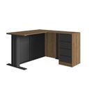 Ver imagem 1 de Escrivaninha Ripado Mesa Escritório em L Office 4 Gavetas 120cm Mel E Grafite