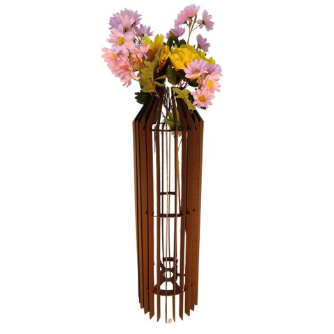 Vaso de Chão Decorativo Grande Mdf Penedo:marrom/90x20cm