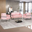 Ver mais imagens de Kit 01 Namoradeira e 02 Poltronas Suede Rosa Bebê