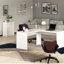 Ver imagem 1 de Conjunto 2 Peças com Mesa para Escritório em L e Armário Multiuso Baixo Branco