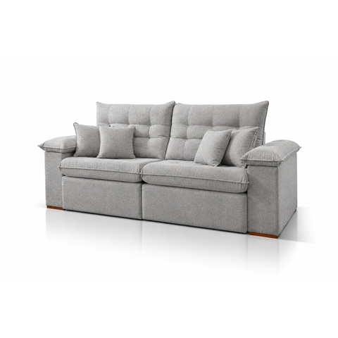 Sofá Retrátil e Reclinável Itália - Conforto Soft D28 com 20cm de Espuma:Linho Cinza/2,70