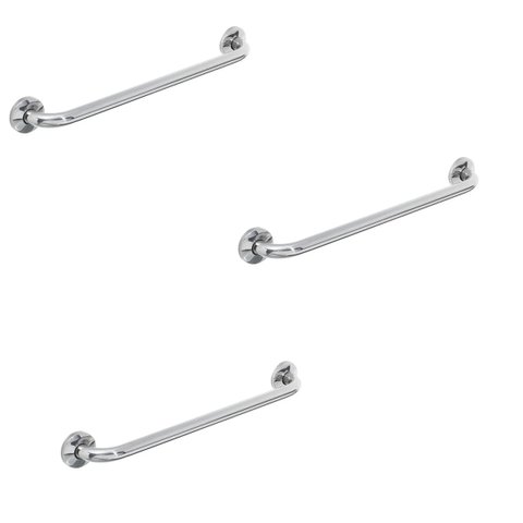 Barra Alça Apoio 50cm Aço Inox Kit 3 Uni Gestante Idoso Pcd Acessibilidade Banheiro Box Corredor Seg