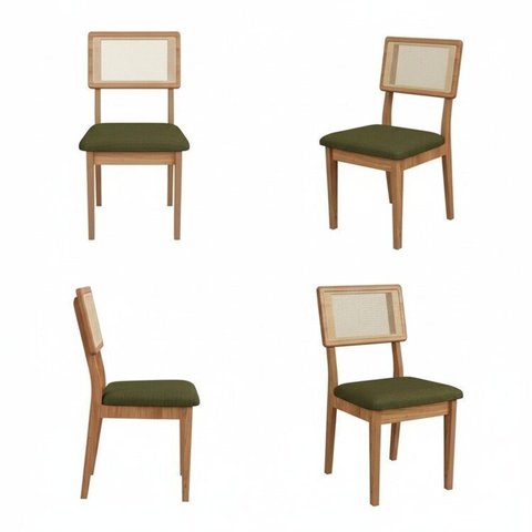 Kit 4 Cadeiras Estofadas Encosto Telado Estrutura 100% Mdf Bolonha