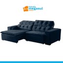 Ver imagem 5 de Sofá Retrátil Reclinável 5 Lugares 270cm com Pillow Veludo Azul Alasca Megasul