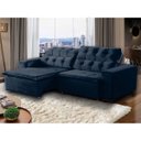 Ver imagem 1 de Sofá Retrátil Reclinável 5 Lugares 270cm com Pillow Veludo Azul Alasca Megasul