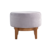 Puff Mira Pés de Madeira Tecido Cinza - 3