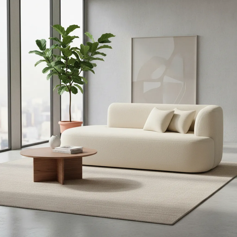 Sofá Orgânico Versátil Abby 160 Cm - Zahav Estofados:bouclê/bege