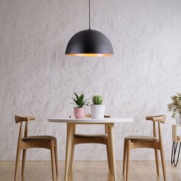 Luminária Pendente Meia Lua Montreal G Lustre Sala Mesa Cozinha Bivolt E27:preto/cobre/bivolt - 3