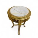 Ver imagem 3 de Mesa Auxiliar Clássica Dourada com Tampo em Mármore 67x41x41cm