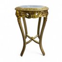 Ver imagem 1 de Mesa Auxiliar Clássica Dourada com Tampo em Mármore 67x41x41cm