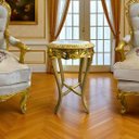 Ver imagem 2 de Mesa Auxiliar Clássica Dourada com Tampo em Mármore 67x41x41cm