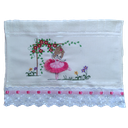 Ver imagem 1 de Toalha Bordada De Mão Lavabo Bailarina no Jardim Saia com Franja Fringer Dohler Artesanalle Branco C