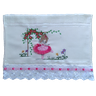 Toalha Bordada De Mão Lavabo Bailarina no Jardim Saia com Franja Fringer Dohler Artesanalle Branco C - 1