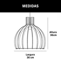 Kit Luminária Lustre Pendente Madeira E27 35x36cm com Lâmpada Retrô Cor:marfim - 5