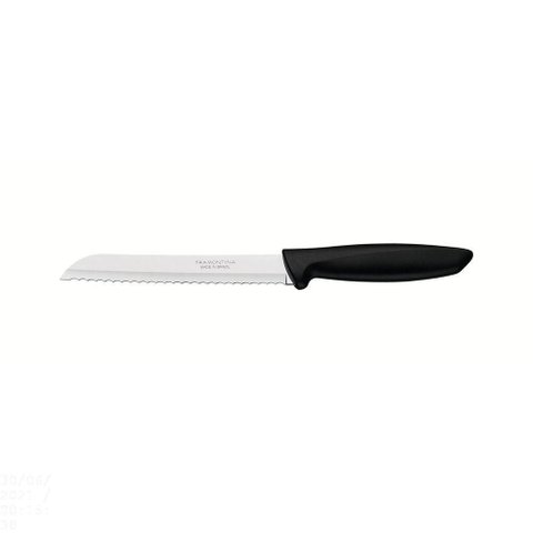 Faca para Pão Tramontina Plenus com Lâmina em Aço Inox e Cabo de Polipropileno Preto 7"