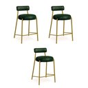 Ver imagem 2 de Banqueta Cozinha Alta com Encosto Industrial Dourado Kit 3 Londres Pu D03 - D'Rossi