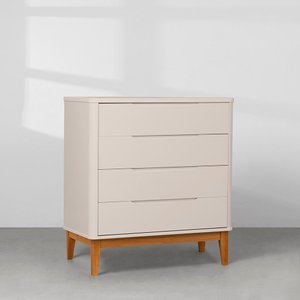 Cômoda Boom 4 Gavetas com Pés Square Mel - Areia Abra Casa