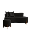Ver imagem 1 de Conjunto Sofá Curvo Orgânico + 01 Puff Luna Boucle Chumbo - Montanaris Decor