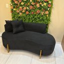 Ver imagem 2 de Conjunto Sofá Curvo Orgânico + 01 Puff Luna Boucle Chumbo - Montanaris Decor