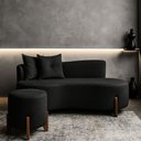 Ver imagem 5 de Conjunto Sofá Curvo Orgânico + 01 Puff Luna Boucle Chumbo - Montanaris Decor