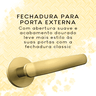 Fechadura para Porta Madeira Interna Broca 55mm Dourado Stam Fechadura Classic 3100 Ros. Red. - Int. - 4