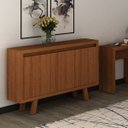 Ver imagem 5 de Conjunto 2 Peças com Mesa para Escritório em L e Armário Multiuso Baixo 3 Portas Marrom