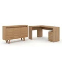 Ver imagem 7 de Conjunto 2 Peças com Mesa para Escritório em L e Armário Multiuso Baixo 3 Portas Marrom