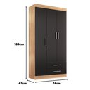 Ver imagem 3 de Guarda-Roupa Solteiro 3 Portas 2 Gavetas Kioto
