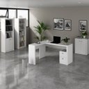 Ver imagem 1 de Conjunto 4 Peças com 1 Mesa para Escritório em L, 2 Estantes e 1 Armário Baixo Branco