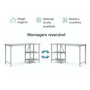 Ver imagem 2 de Kit Bancada Gourmet + Estante Mesa Star 110 Industrial 4 Prateleiras Moderno Dourado Off White Klm